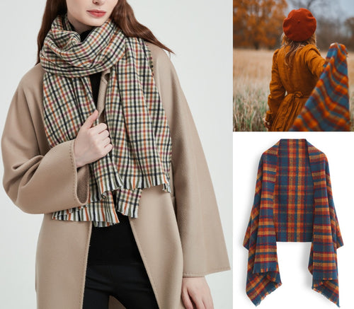 Soft & Warm Oversized Plaid Checked Blanket Scarves