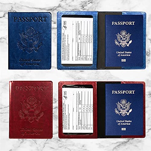 (2-Pack) Passport Holder with CDC Vaccination Card Protector