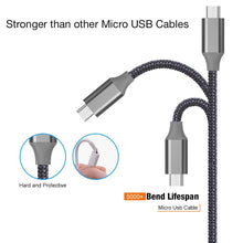 Micro USB Cable Android Charger Nylon Braided 10 ft Sync and Fast Charging Cable for Samsung, Android Smartphones