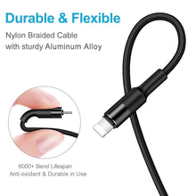 4-in-1 Nylon Braided 4' Charging Cable (Two 8Pin, Type-C, Micro USB)