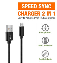 Micro USB Cable Android Charger Nylon Braided 10 ft Sync and Fast Charging Cable for Samsung, Android Smartphones
