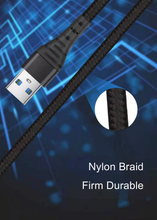 4-in-1 Nylon Braided 4' Charging Cable (Two 8Pin, Type-C, Micro USB)