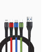 4-in-1 Nylon Braided 4' Charging Cable (Two 8Pin, Type-C, Micro USB)